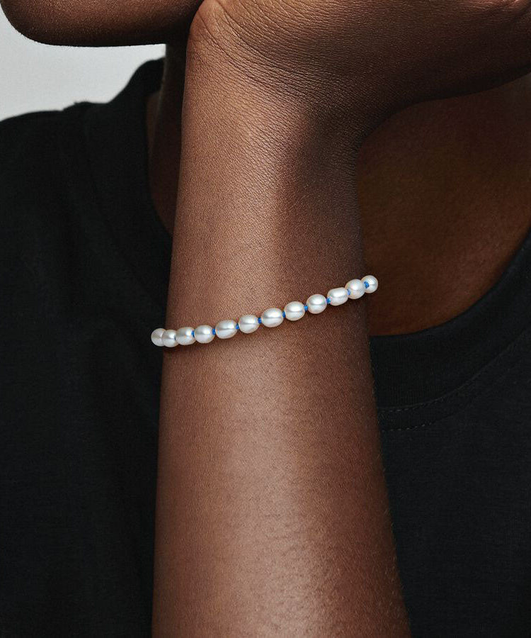 Pulseira Pandora Freshwater Pearl Blue Cord