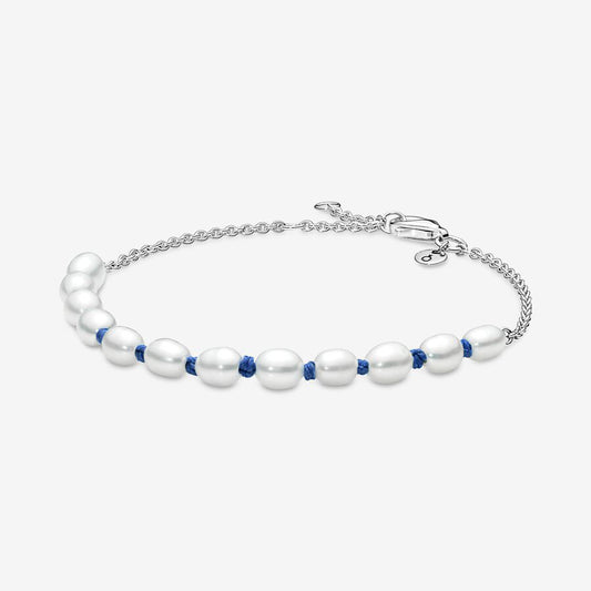 Pulseira Pandora Freshwater Pearl Blue Cord
