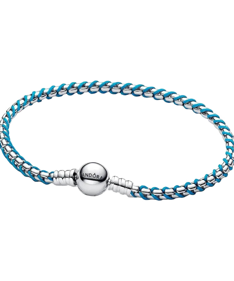 Pulseira Pandora Malha Snake Cordão Azul