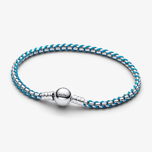 Pulseira Pandora Malha Snake Cordão Azul
