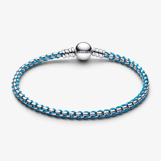 Pulseira Pandora Malha Snake Cordão Azul