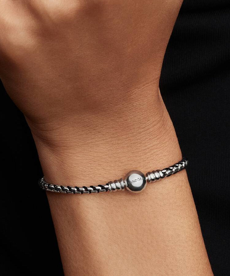 Pulseira Corrente Caixa Cordão Preto Pandora