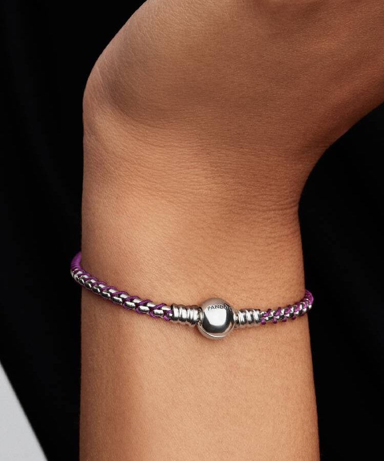 Pulseira Corrente Caixa Cordão Lilás Pandora