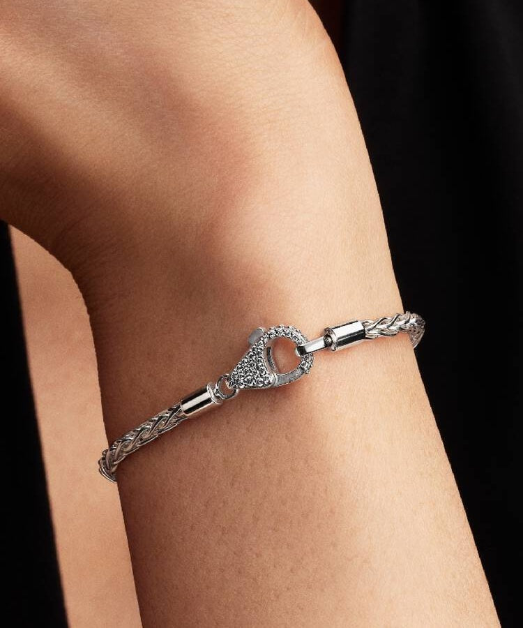 Pulseira de Corrente Espiga Fecho Pavé
