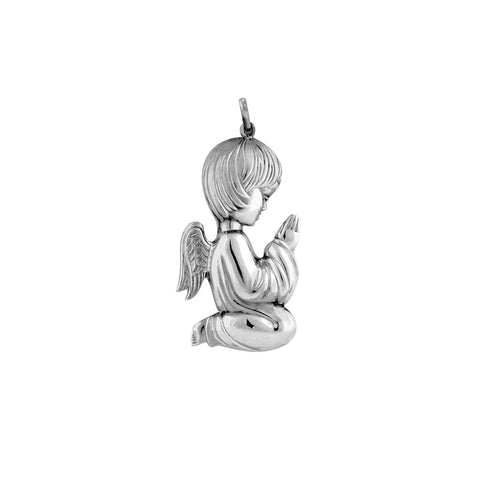 Medalha Anjo Gabriel banho prata - Médio