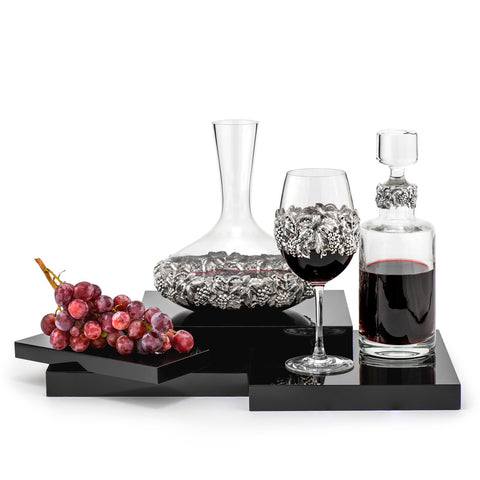 Copo de Vinho banho prata Uvas