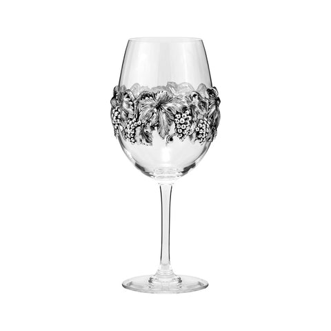 Copo de Vinho banho prata Uvas