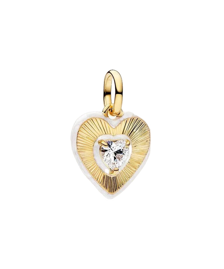 Conta Pandora Medalhão Coração Branco Radiante