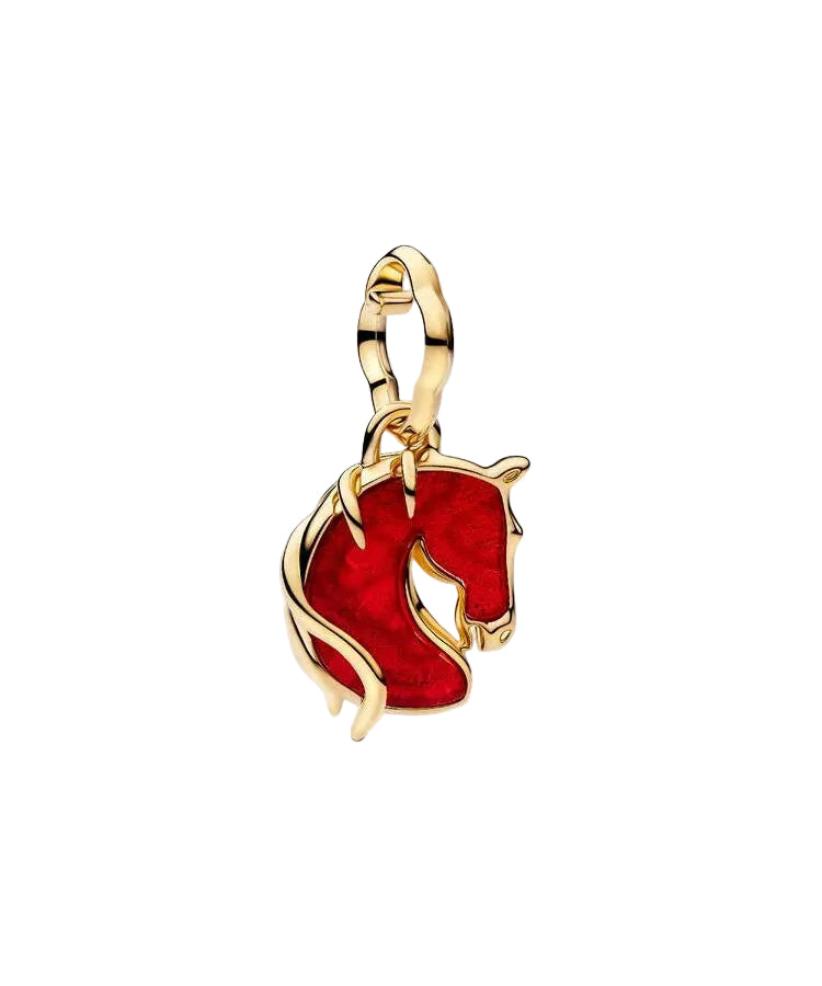 Conta Pandora Vidro Murano Cavalo de Fogo Vermelho