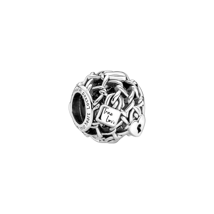 Conta Pandora Openwork Chain Link Padlock