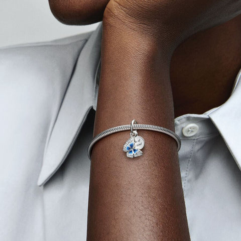 Conta Pandora Blue Butterfly and Quote