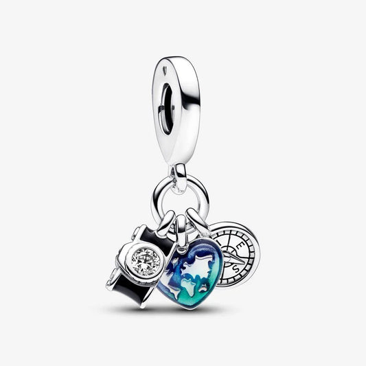Conta Pandora Camera, Heart and Compass