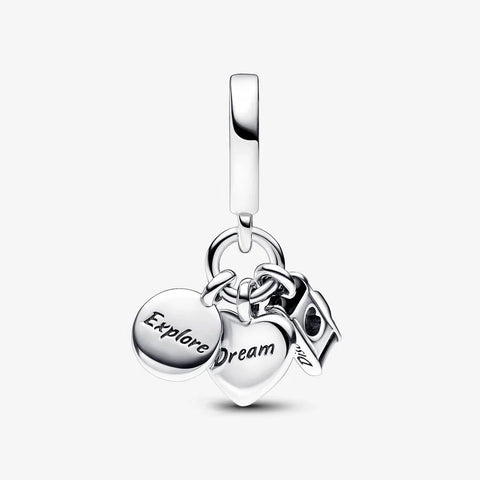 Conta Pandora Camera, Heart and Compass