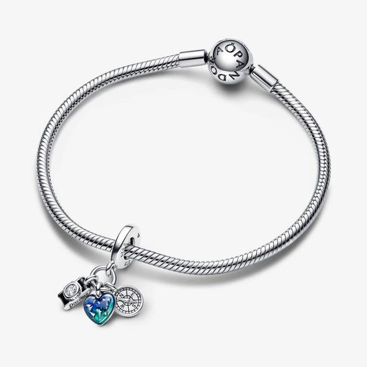 Conta Pandora Camera, Heart and Compass