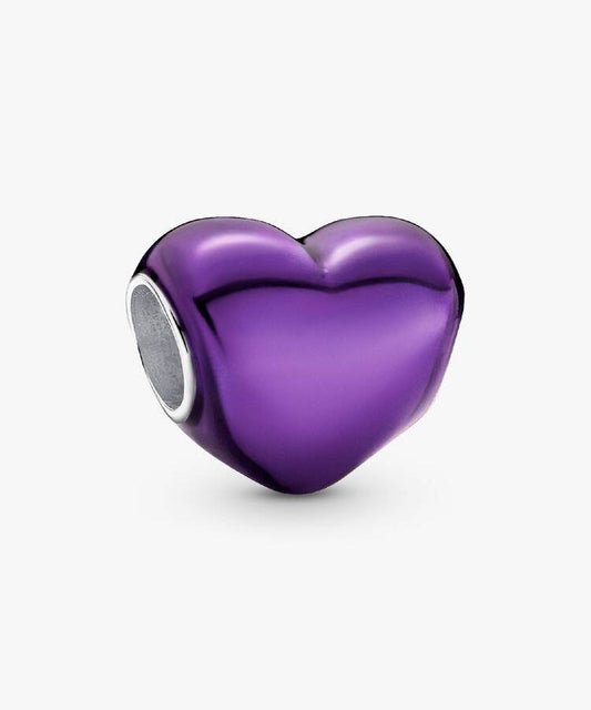 Conta Pandora Coração Roxo Metálico