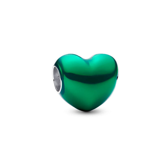 Conta Pandora Coração Verde Metálico