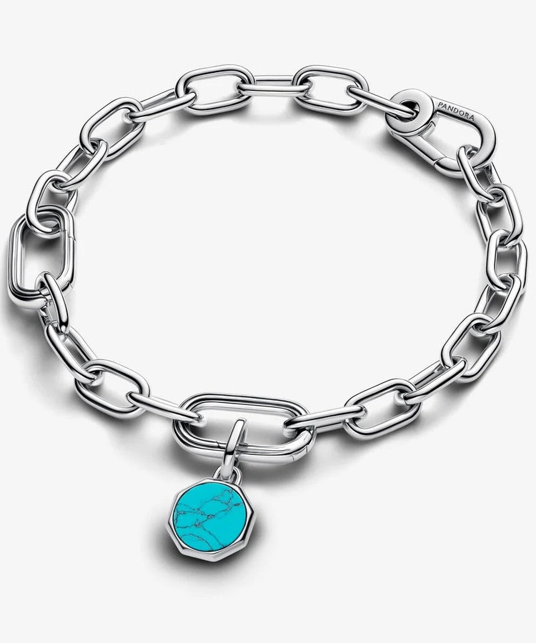 Mini Medalhão Pandora Turquesa Gravável