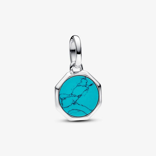 Mini Medalhão Pandora Turquesa Gravável