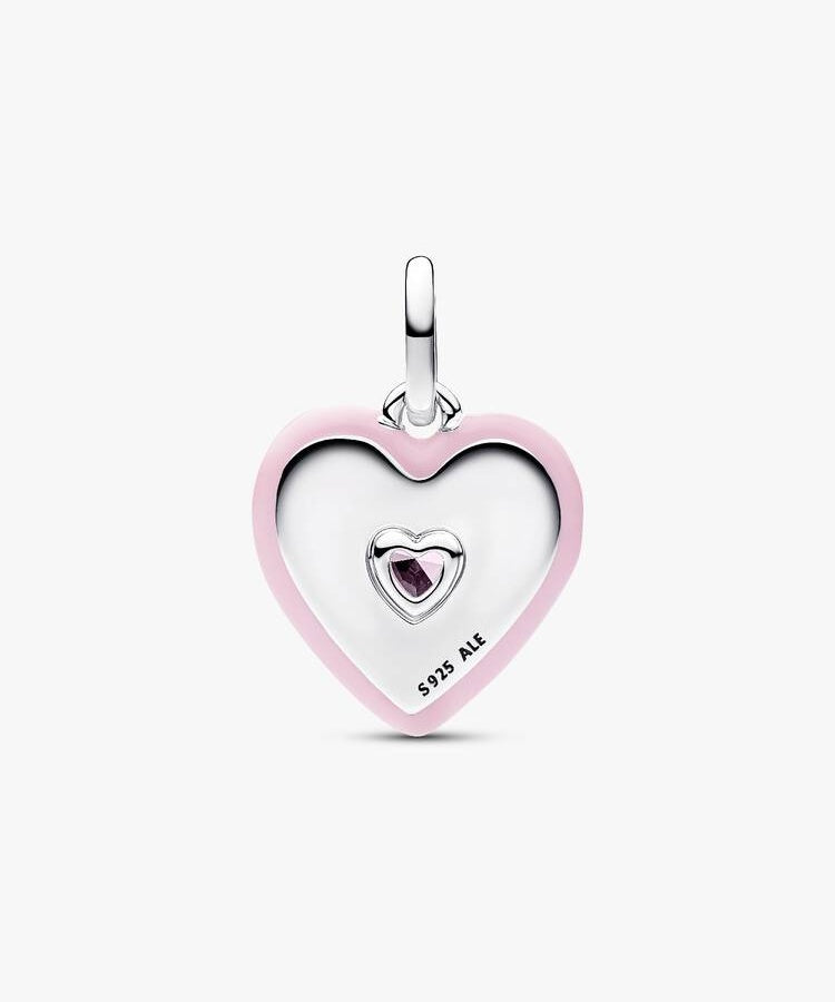 Conta Pandora Medalhão Coração Rosa Radiante