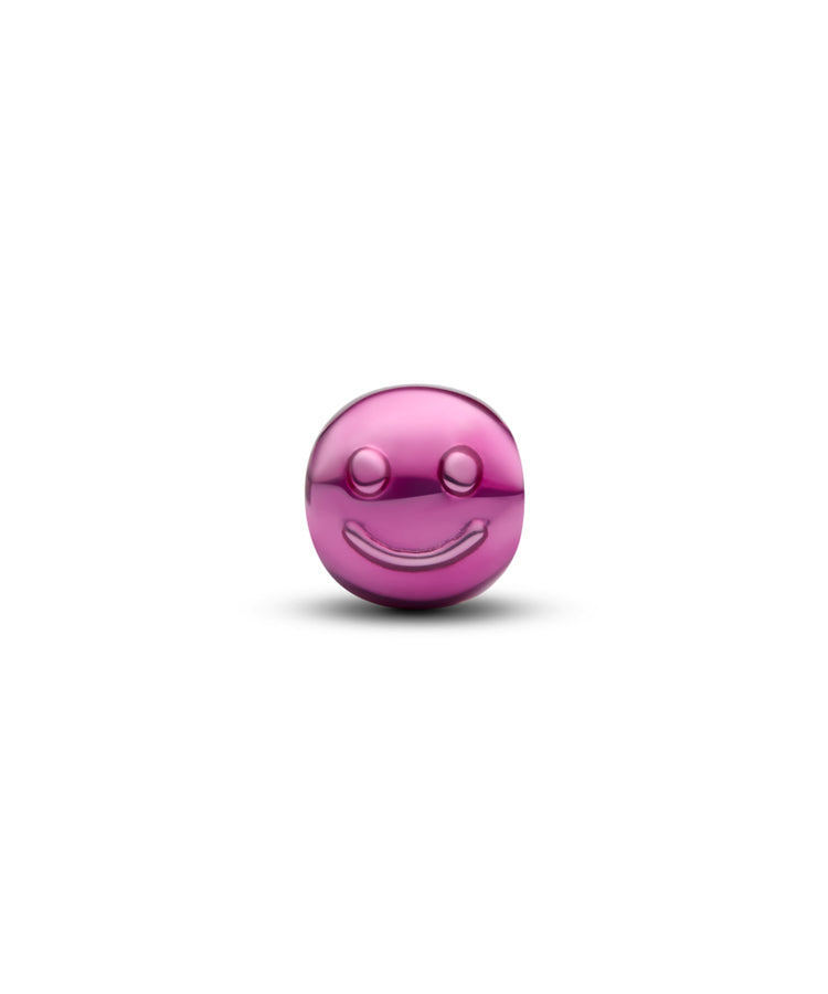 Mini Conta Pandora Carinha Feliz Rosa