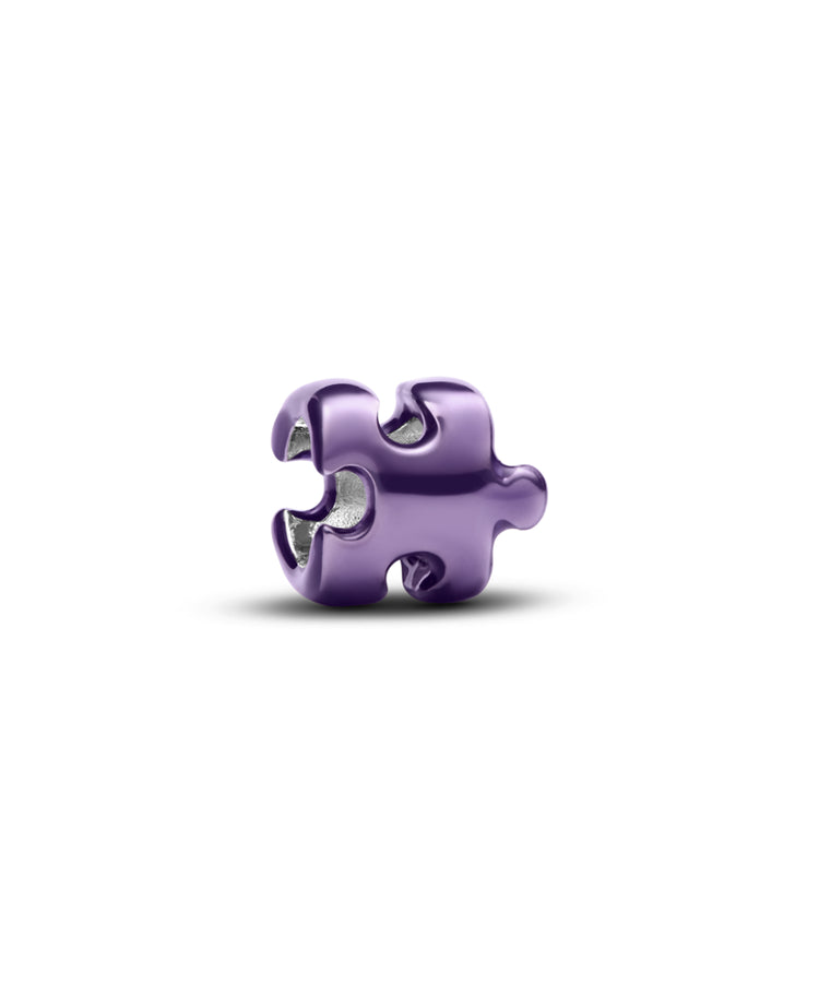 Mini Conta Pandora Peça de Puzzle Roxa