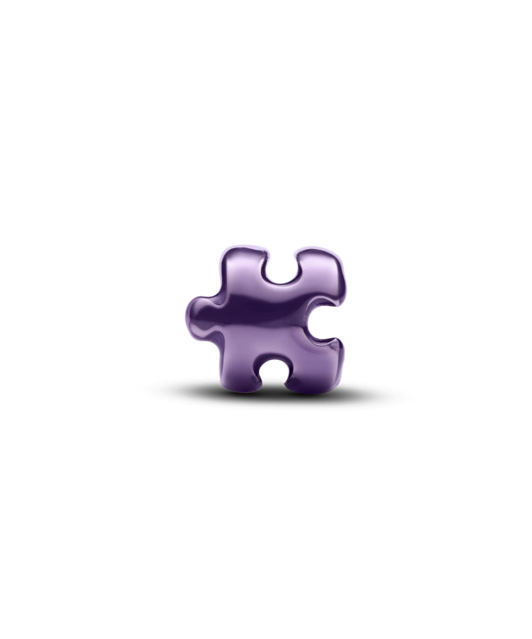 Mini Conta Pandora Peça de Puzzle Roxa
