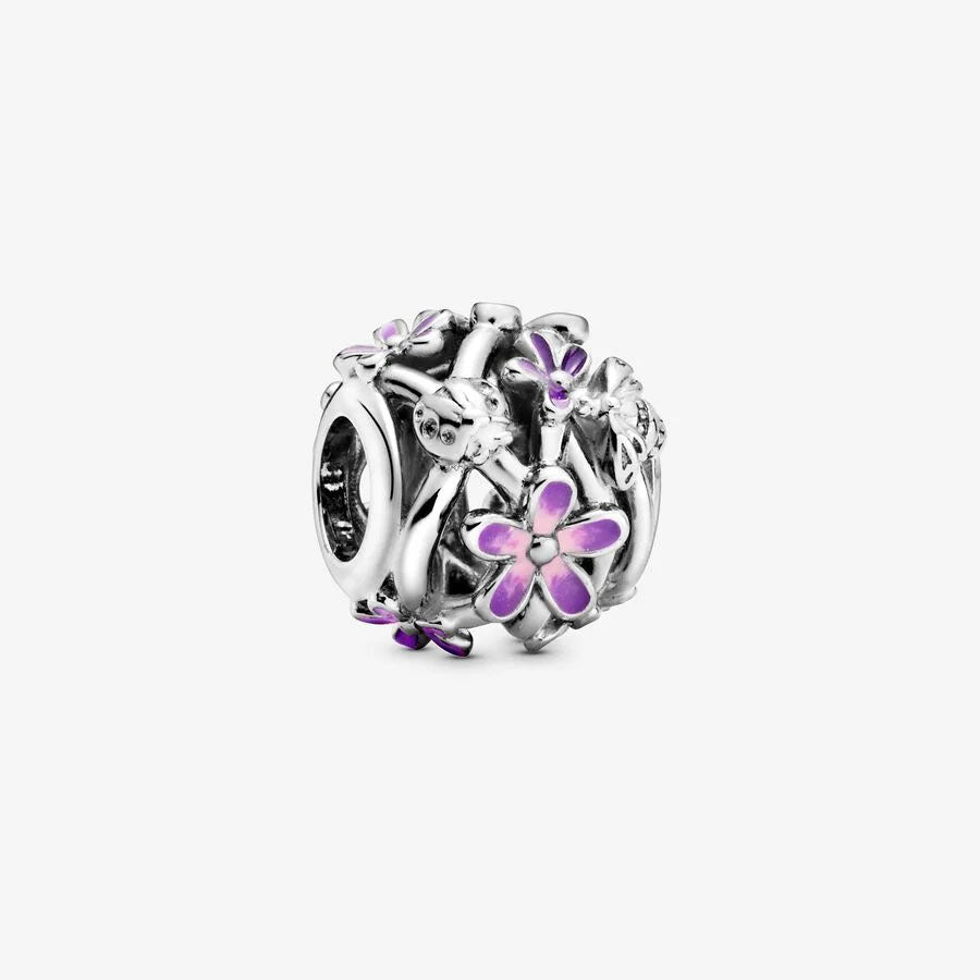 Conta Pandora Openwork Purple Daisy 