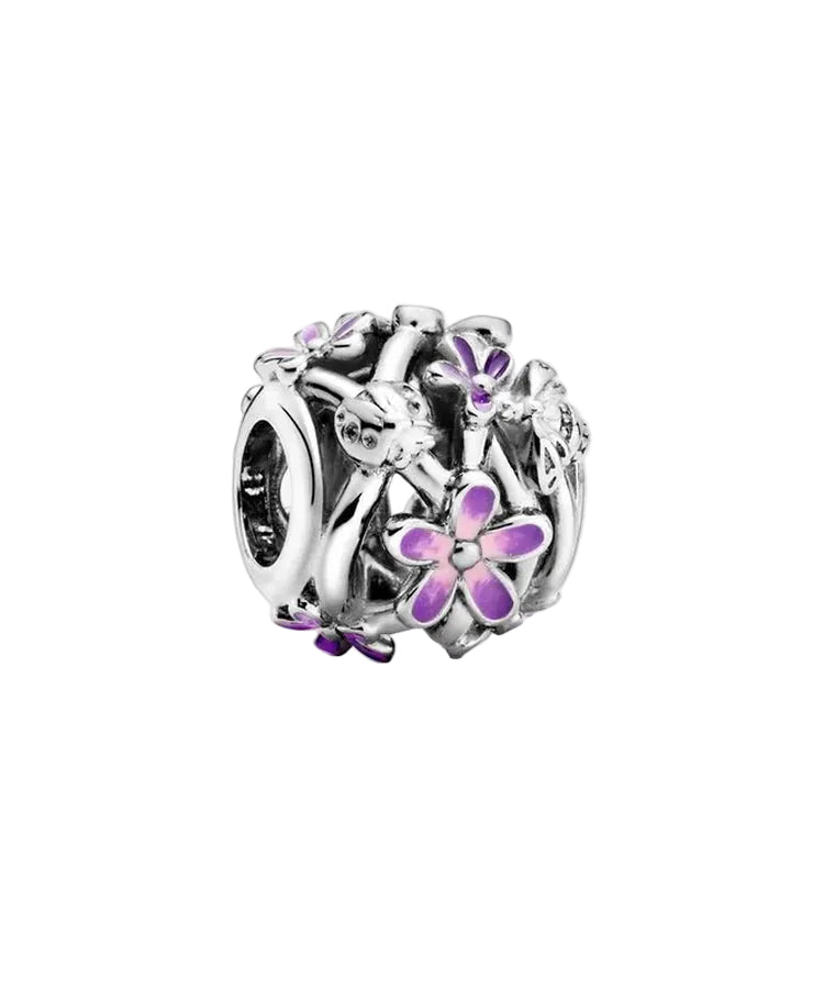 Conta Pandora Openwork Purple Daisy 
