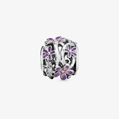 Conta Pandora Openwork Purple Daisy 