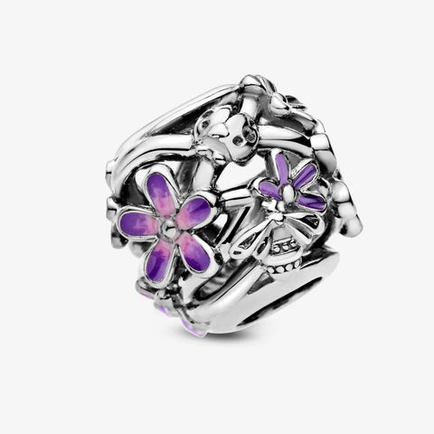 Conta Pandora Openwork Purple Daisy 