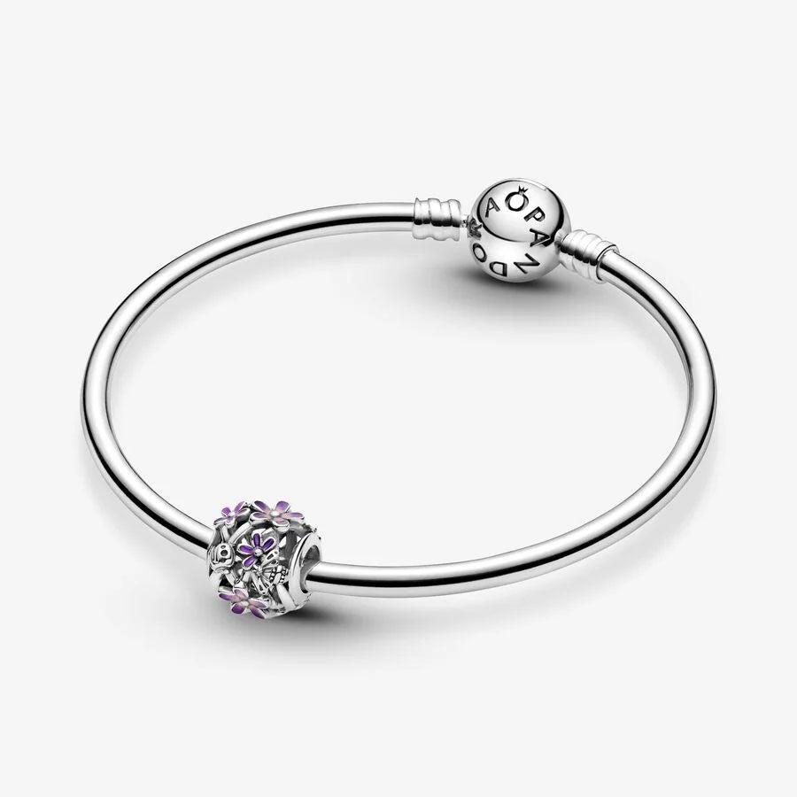 Conta Pandora Openwork Purple Daisy 