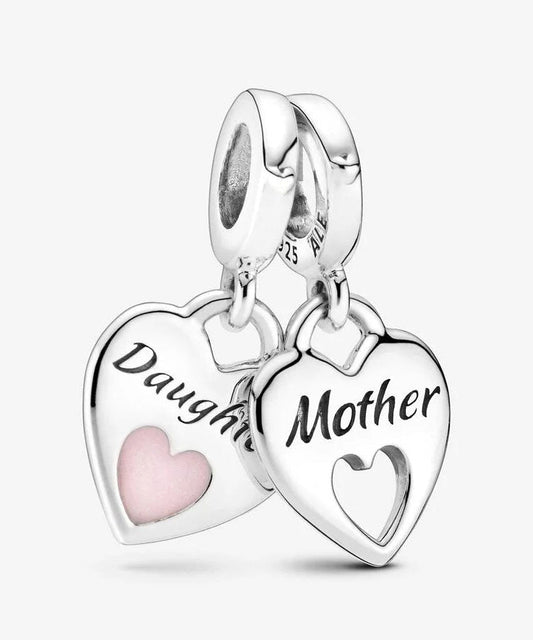 Conta Pandora Mother and Daughter Double Heart Split