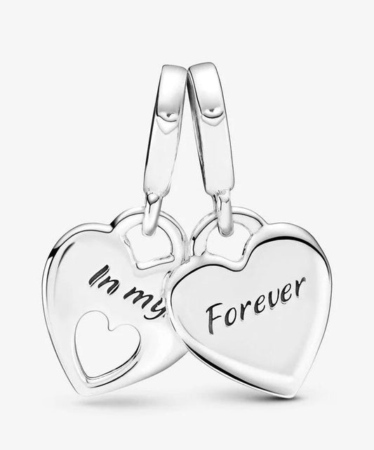 Conta Pandora Mother and Daughter Double Heart Split