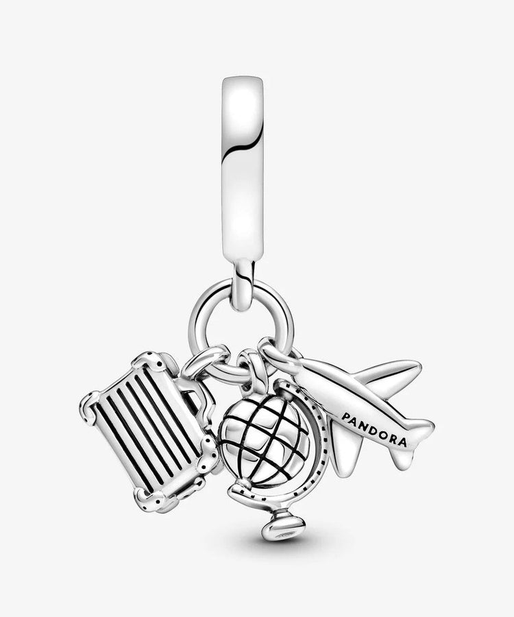 Conta Pandora Airplane, Globe and Suitcase