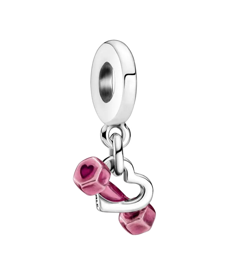 Conta Pandora Dumbbell and Heart