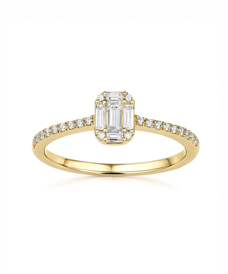Anel ouro amarelo e Diamantes Naturais