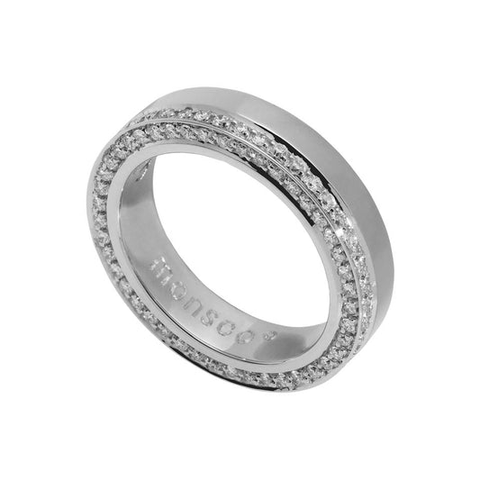 Aliança Monseo Ouro Branco e Diamantes