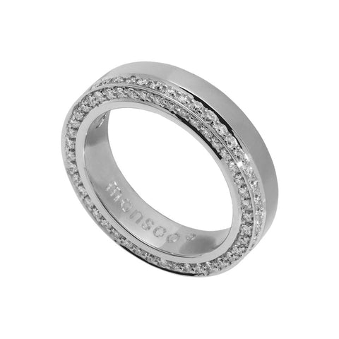 Aliança Monseo Ouro Branco e Diamantes