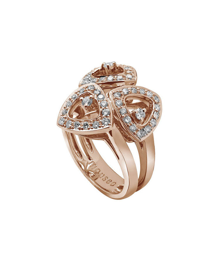 Anel Monseo Rose Triangle 003 Ouro e Diamantes