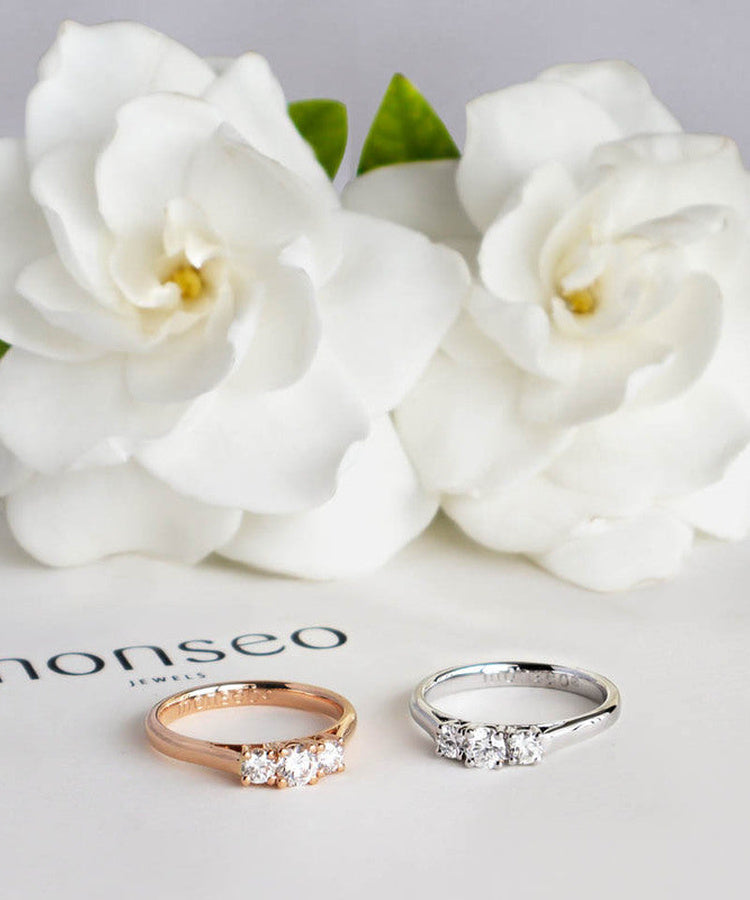 Anel Monseo Eternal Three Stones Ouro e Diamantes