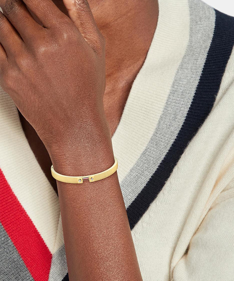 Pulseira Stripes em aço dourado e cristal