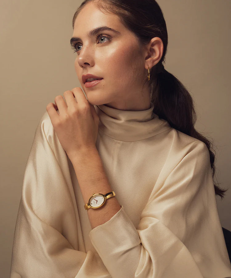 Relógio Amber Branco Dourado