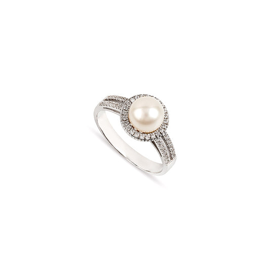 Anel pérola e brilhantes ouro 800 JOANR005621