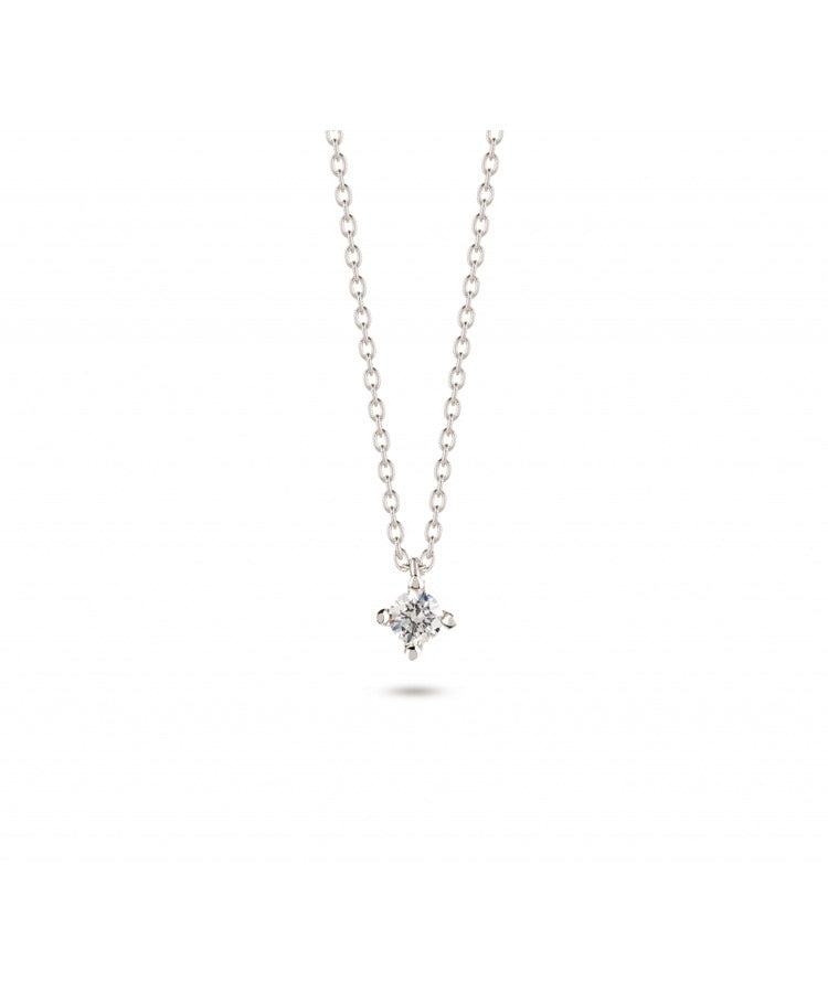 Colar solitário diamante ouro 800