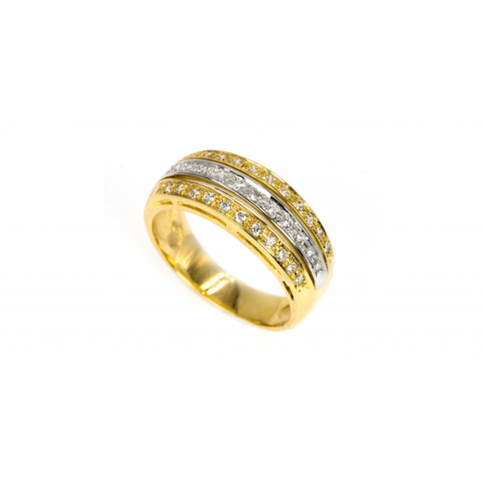 Anel bicolor pedras ouro 800