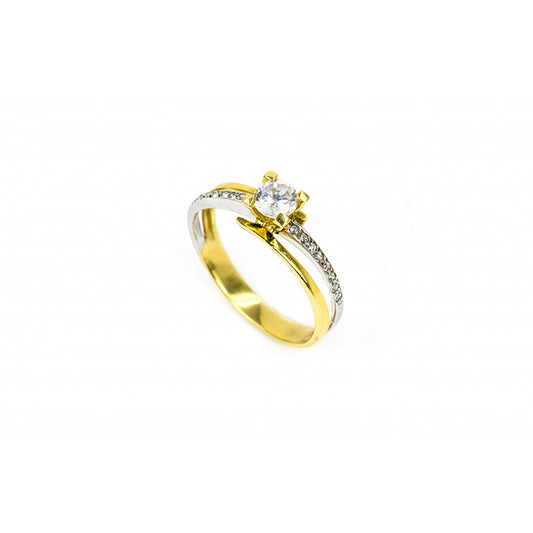 Anel bicolor pedras ouro 800 OOAN004022A