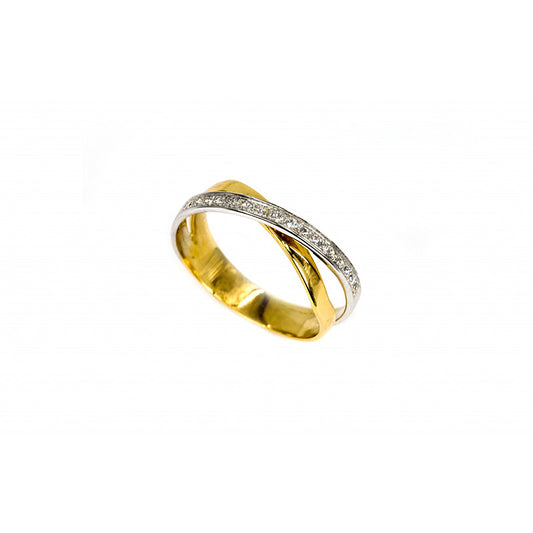 Anel bicolor pedras ouro 800 OOAN005375A