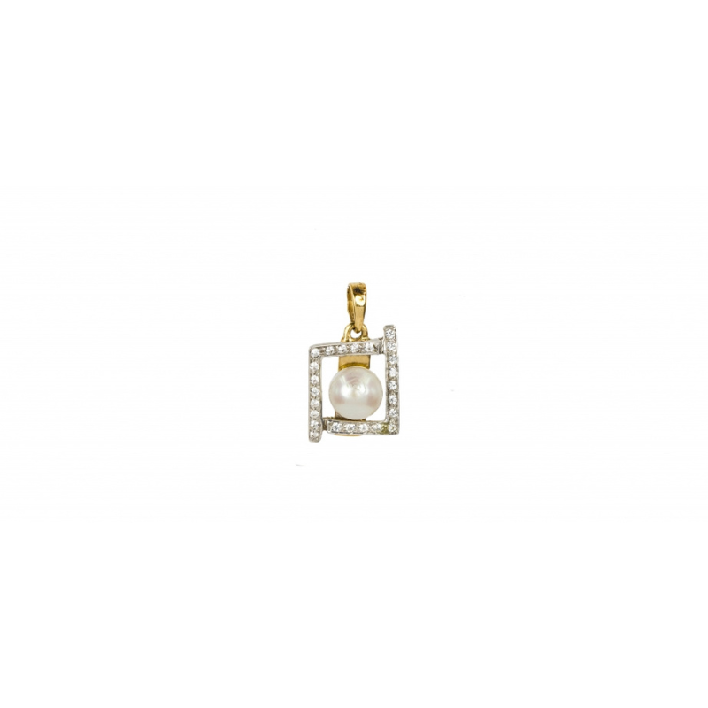 Medalha pedras e pérola ouro 800