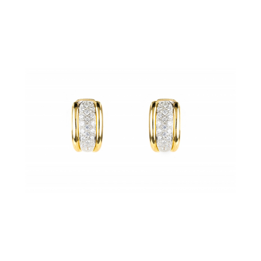 Brincos bicolor pedras ouro 800