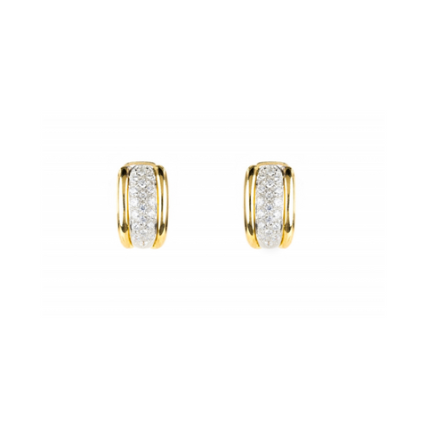 Brincos bicolor pedras ouro 800